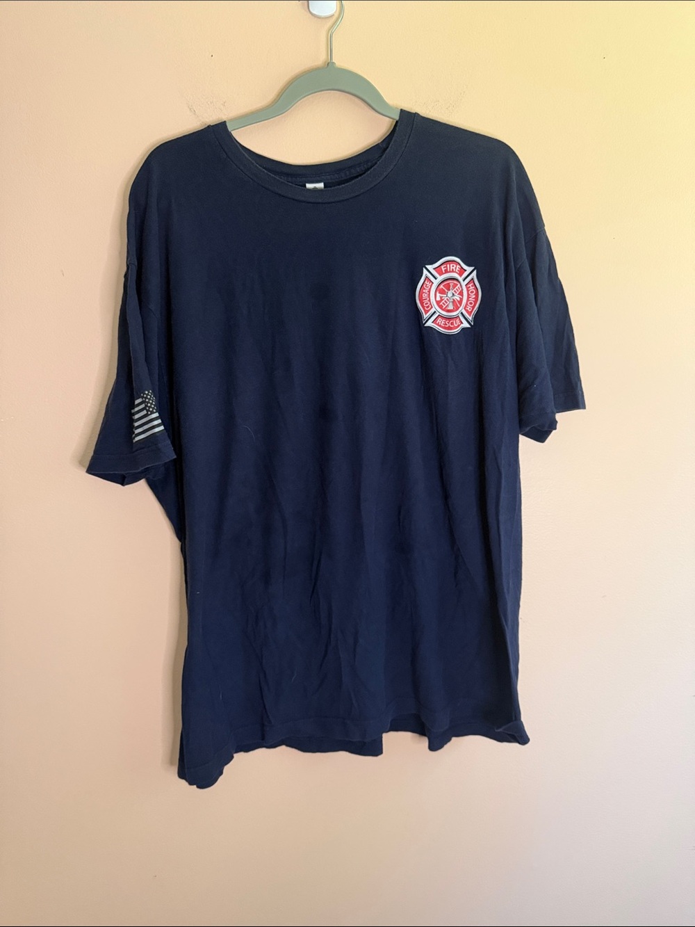 Tultex Navy Short-Sleeve Fire Rescue Tee with Chest Emblem